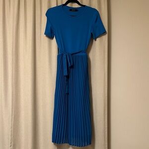 Blue Pleated Dress